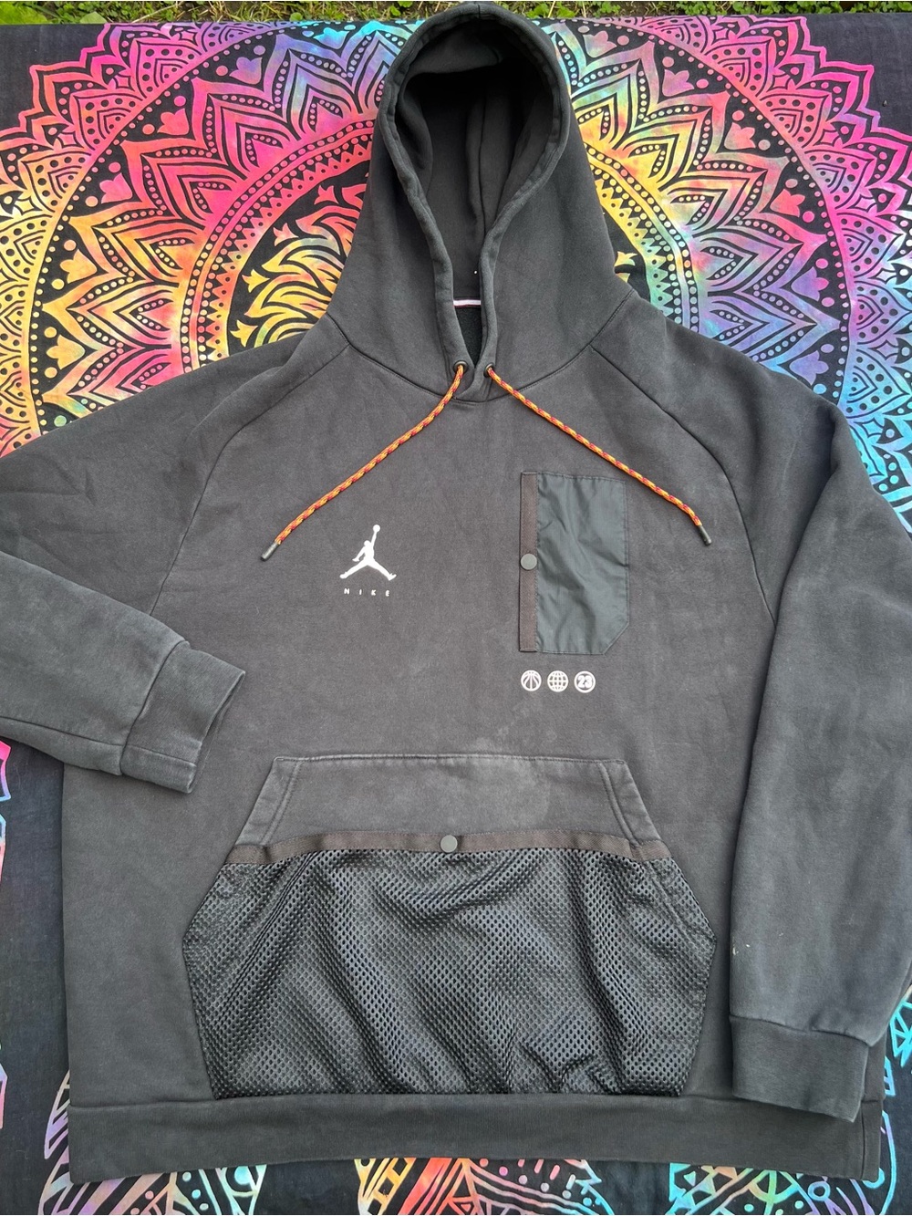 Nike Black Pullover Hoodie with Orange Drawcord